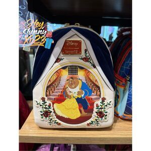 Loungefly Disney Beauty and the Beast Belle & Beast Velvet Mini Backpack